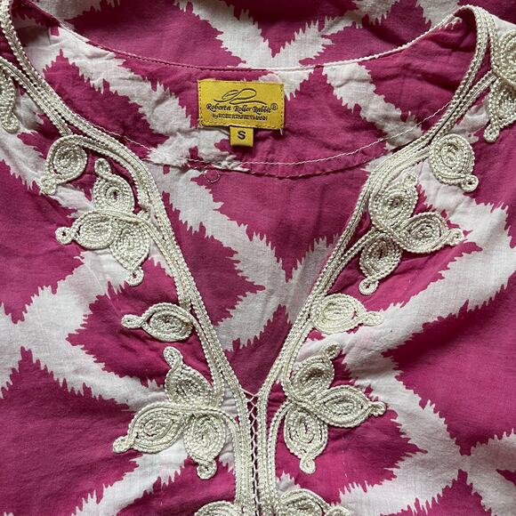 Roberta Roller Rabbit  Pink and White Detail Tunic Coverup Size Small - Picture 6 of 7